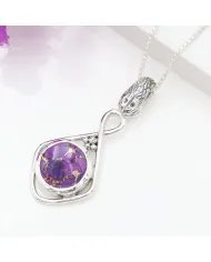 Purple Copper Turquoise Pendant - Handmade 925 Sterling Silver Jewelry