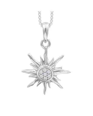Swarovski Crystal Sun Pendant – 925 Sterling Silver Round Gemstone