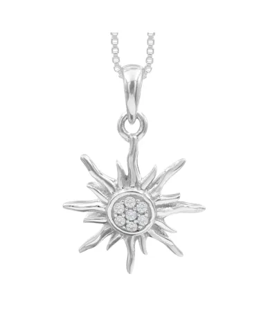 Swarovski Crystal Sun Pendant Necklace – 925 Sterling Silver Jewelry