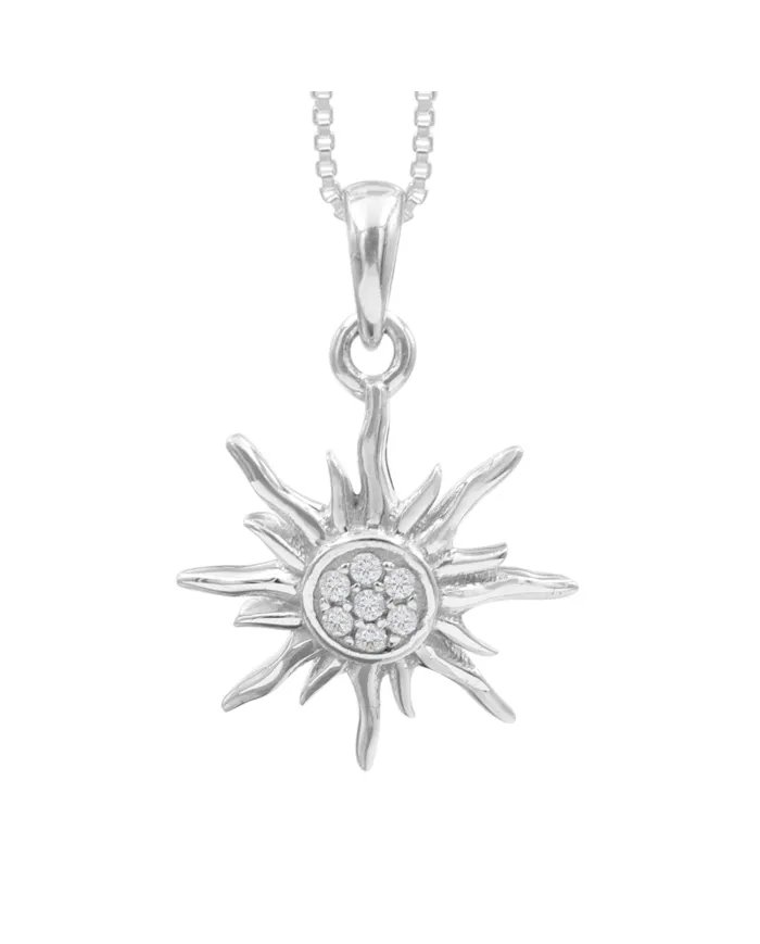 Swarovski Crystal Sun Pendant – 925 Sterling Silver Round Gemstone