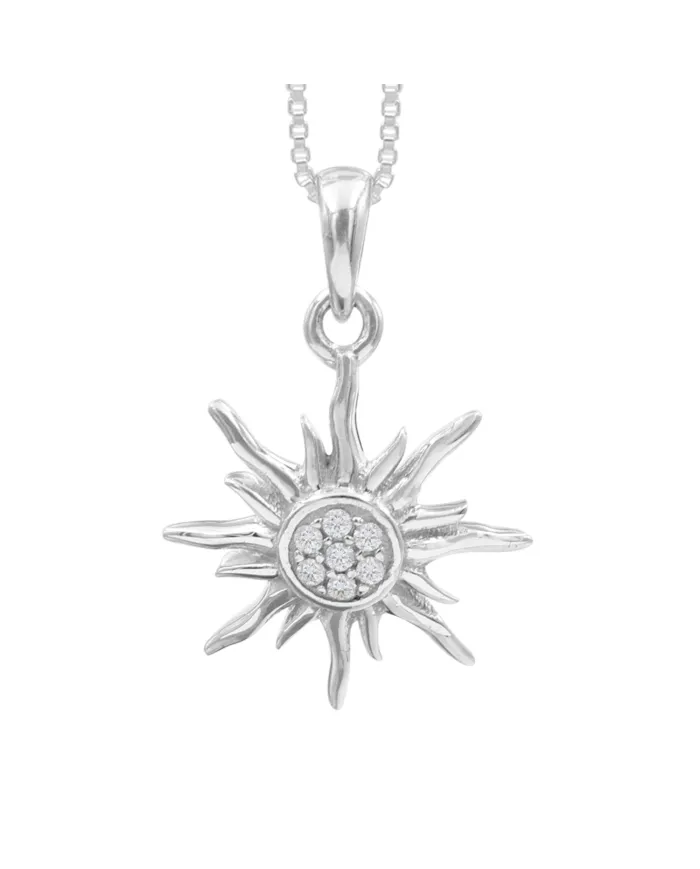 Swarovski Crystal Sun Pendant Necklace – 925 Sterling Silver Jewelry