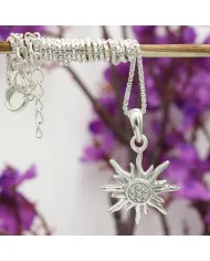 Swarovski Crystal Sun Pendant Necklace – 925 Sterling Silver Jewelry