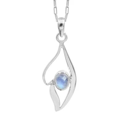 Elegant Handmade Rainbow Moonstone Pendant in 925 Sterling Silver