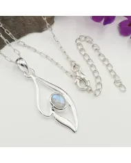 Rainbow Moonstone Pendant Necklace in 925 Sterling Silver