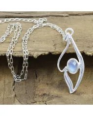 Elegant Handmade Rainbow Moonstone Pendant in 925 Sterling Silver