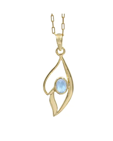 18K Gold Plated Rainbow Moonstone Pendant Necklace