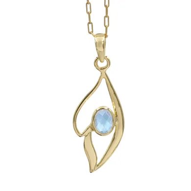 Rainbow Moonstone Pendant - 925 Sterling Silver with Gold Plated