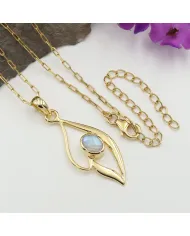 18K Gold Plated Rainbow Moonstone Pendant Necklace