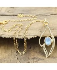 Rainbow Moonstone Pendant - 925 Sterling Silver with Gold Plated