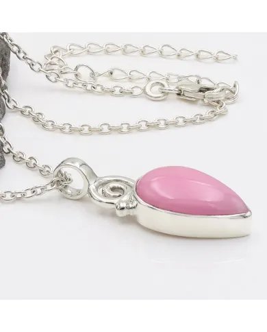 Pink Opal Pendant - 925 Sterling Silver Pear Shape Handmade Boho Jewelry