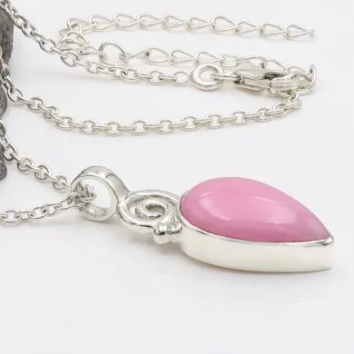 Pink Opal Pendant - 925 Sterling Silver Pear Shape Handmade Boho Jewelry