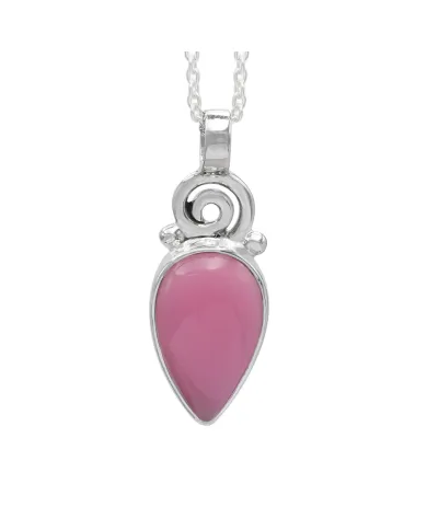 Pink Opal Pendant Necklace, 925 Sterling Silver Handmade Boho Jewelry