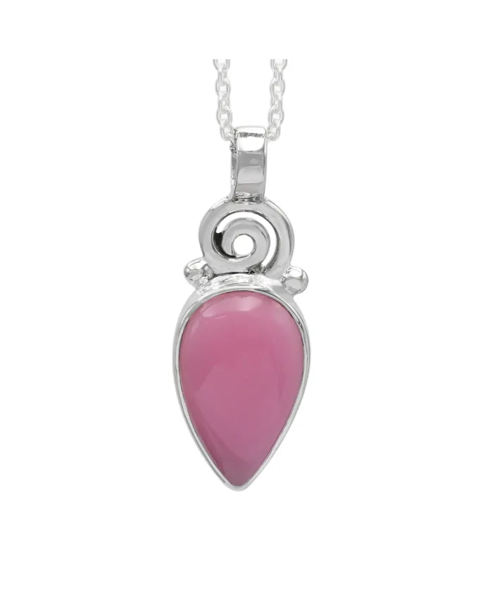 Pink Opal Pendant Necklace, 925 Sterling Silver Handmade Boho Jewelry