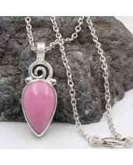 Pink Opal Pendant - 925 Sterling Silver Pear Shape Handmade Boho Jewelry