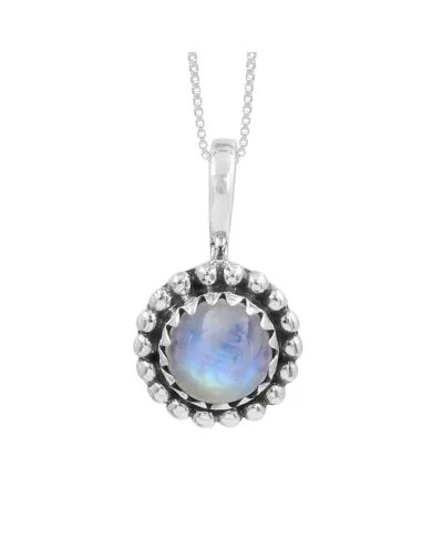 Rainbow Moonstone Pendant - 925 Sterling Silver Handmade Jewelry