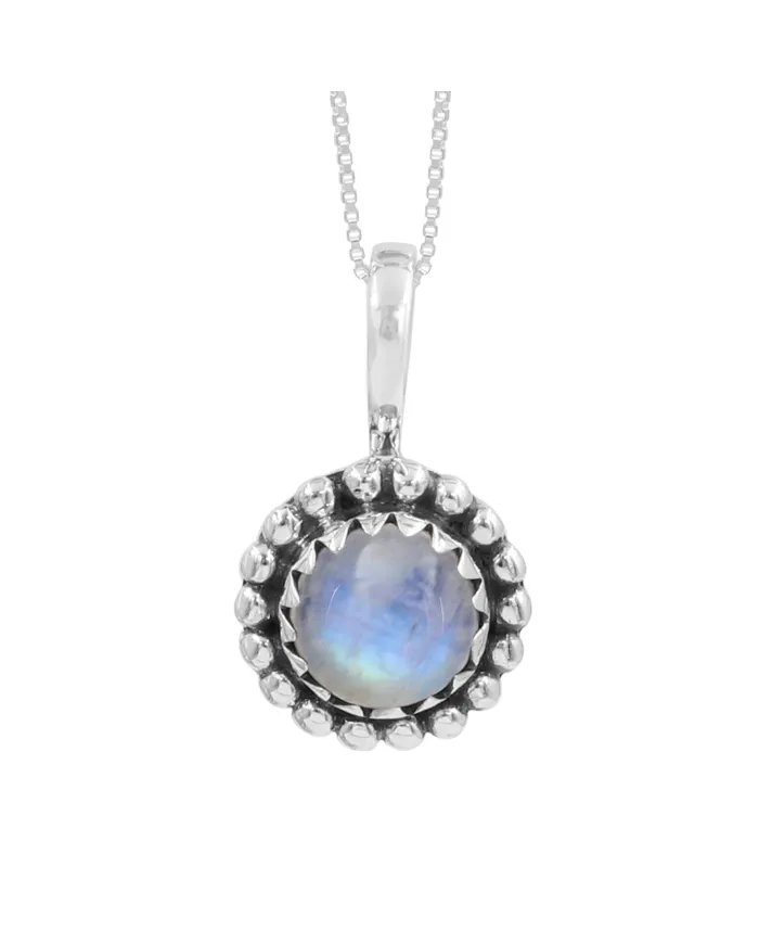 Rainbow Moonstone Pendant - 925 Sterling Silver Handmade Jewelry