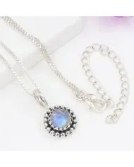 Rainbow Moonstone Pendant - 925 Sterling Silver Handmade Jewelry