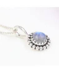 Rainbow Moonstone Pendant - 925 Sterling Silver Handmade Jewelry