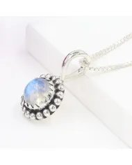 Rainbow Moonstone Pendant - 925 Sterling Silver Handmade Jewelry