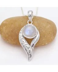 Rainbow Moonstone & Swiss Blue Topaz Pendant – Sterling Silver Jewelry