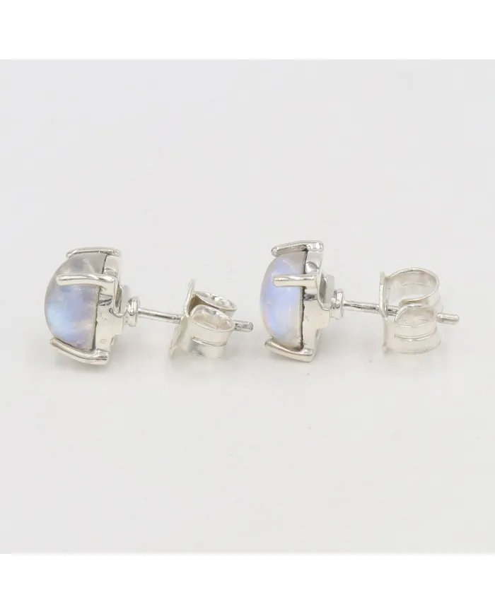 Rainbow Moonstone Studs - 925 Sterling Silver Gemstone Mini Jewelry