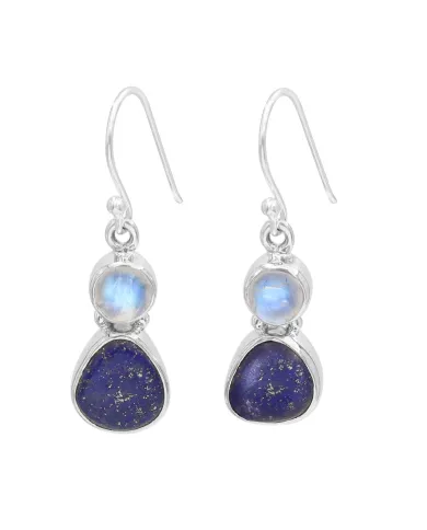 925 Sterling Silver Lapis Lazuli Moonstone Dangle Earrings for Her