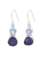 925 Sterling Silver Lapis Lazuli Moonstone Dangle Earrings for Her
