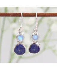925 Sterling Silver Lapis Lazuli Moonstone Dangle Earrings for Her