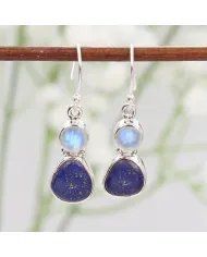 Lapis Lazuli Earrings - 925 Sterling Silver Handmade Dangle Jewelry