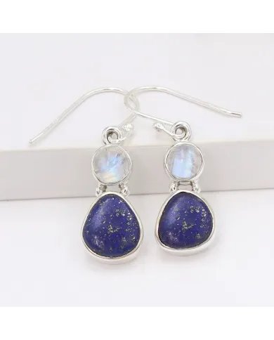 Lapis Lazuli Earrings - 925 Sterling Silver Handmade Dangle Jewelry
