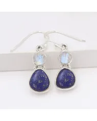 925 Sterling Silver Lapis Lazuli Moonstone Dangle Earrings for Her