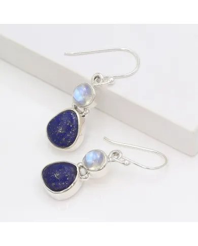 Lapis Lazuli Earrings - 925 Sterling Silver Handmade Dangle Jewelry
