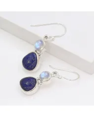 925 Sterling Silver Lapis Lazuli Moonstone Dangle Earrings for Her