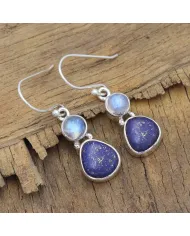 925 Sterling Silver Lapis Lazuli Moonstone Dangle Earrings for Her