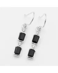 Black Onyx & Swarovski Crystal Earrings - 925 Sterling Silver Jewelry