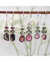 Tourmaline Earrings – 925 Silver Handmade Multicolor Gemstone Jewelry