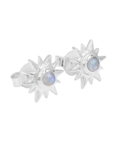 Natural Rainbow Moonstone Studs – Handmade 925 Sterling Silver Jewelry