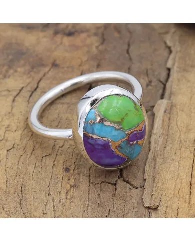 Natural Turquoise Ring - 925 Sterling Silver Oval Gemstone Handmade Jewelry