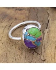 Natural Turquoise Ring - 925 Sterling Silver Oval Gemstone Handmade Jewelry