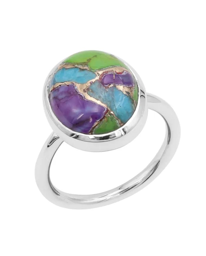 Natural Turquoise Ring - 925 Sterling Silver Oval Gemstone Handmade Jewelry