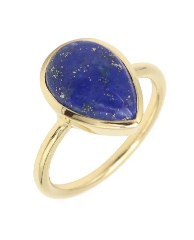 Lapis Lazuli Ring - 925 Sterling Silver Gold Plated Gemstone Jewelry