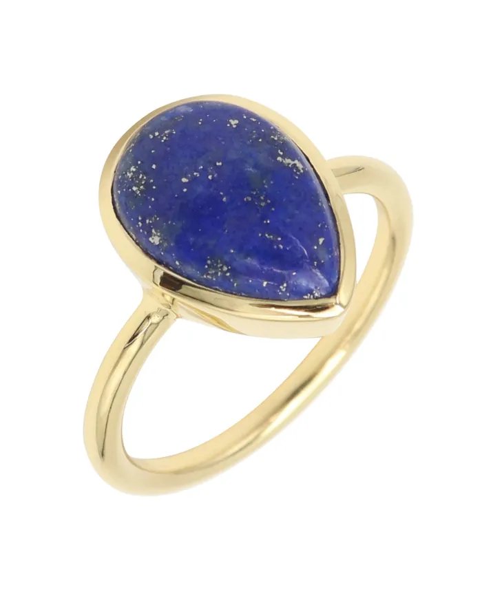 Lapis Lazuli Ring - 925 Sterling Silver Gold Plated Gemstone Jewelry