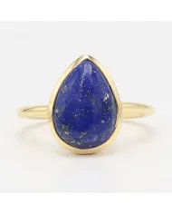 Lapis Lazuli Ring - 925 Sterling Silver Gold Plated Gemstone Jewelry