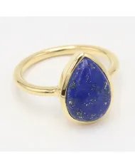 Lapis Lazuli Ring - 925 Sterling Silver Gold Plated Gemstone Jewelry
