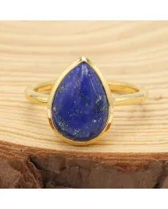 Lapis Lazuli Ring - 925 Sterling Silver Gold Plated Gemstone Jewelry