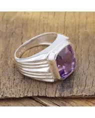 Amethyst Statement Ring - Sterling Silver Handmade Men's Jewelry