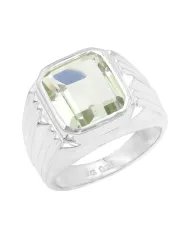 Amethyst Statement Ring - Sterling Silver Handmade Men's Jewelry