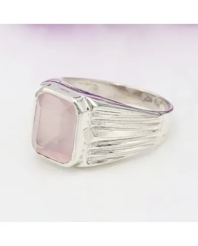 Rose Quartz Statement Ring - Sterling Silver Handmade Unisex Ring