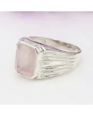 Rose Quartz Statement Ring - Sterling Silver Handmade Unisex Ring