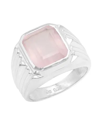 Rose Quartz Statement Ring - Sterling Silver Handmade Unisex Ring